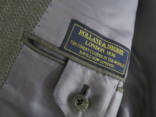 Holland Sherry Savile Row London pencil gray tonal stripe side vented suit 44 R - Picture 11 of 15
