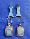 VINTAGE? 925 AND 950 SILVER MEXICAN EAR RINGS WITH TURQUOISE AND ENAMEL.