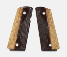 1911 Officer Grips, 2-Tone Cocobolo, Double Diamond Checkered, Beveled Bottom