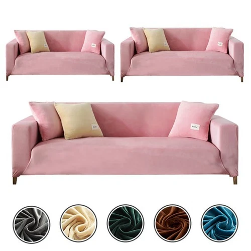 1/2/3/4 Sitzer Samt Sofabezug L Form Ecksofa Stretch Sofa Überzug Couchbezug DE - Bild 66 von 74