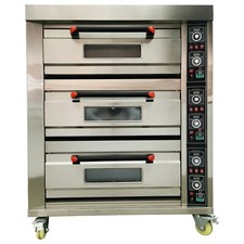 220V 3PH Commercial Electric Three-Layer 6 Baking Sheets Oven with Casters
