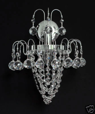 NEUERRAUM Kristall Wandlampe Wandkronleuchter verfügbar in Gold- o. Chrom. Kristallkugeln!