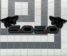 COYOTE Head RED 5.0 Emblem Car Badges M-Blk/Blk Fender Angry Aggressive Racing