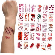 10 Sheets Halloween Zombie Scar Temporary Tattoos 10pcs Fake Bloody Wound
