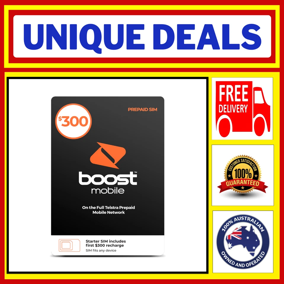 Boost Mobile $300 Prepaid SIM Starter Kit Expiry 27/02/2028 Telstra network - image 1 of 1