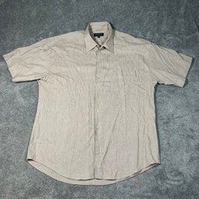 Yves Saint Laurent Pour Homme Tan Micro Check Short Sleeve Button Down Shirt XL