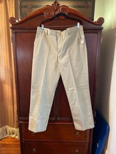 IZOD American Chino Men's 38x32 Khaki Pants Wrinkle Free Straight Flat Front