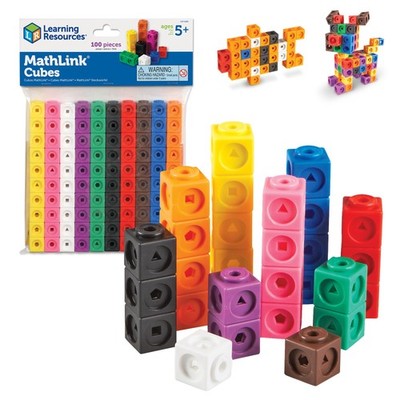 Learning Resources MathLink Cubes - Set of 100 Cubes, Ages 3/4in, Multicolor