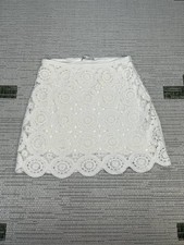 Abercrombie And Fitch Crochet Lace Mini Skirt Womens Medium White Scalloped Hem