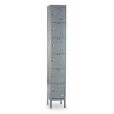 Hallowell U1258-6Hg Box Locker, 12 In W, 15 In D, 78 In H, (1) Wide, (6) Tier,