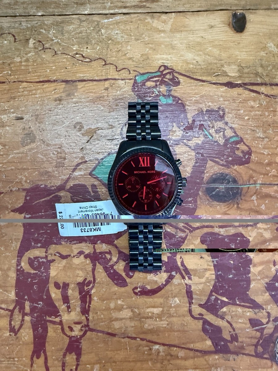 Michael Kors MK8733 Men's Black Chronograph Watch Red Dial