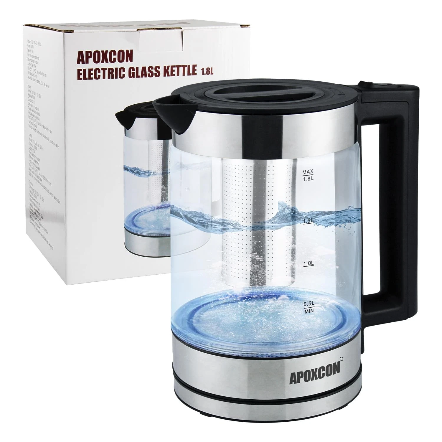 Electric Kettle for Boiling Water 1.8L Tea Kettle with Removable Infuser, Bor...