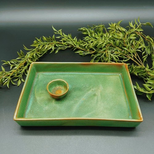 Vintage Frankoma Prairie Green Shallow Planter #208 - 11 Inch Length