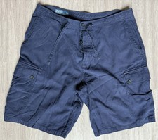 POLO RALPH LAUREN Linen Silk Shorts Men s 36 Vintage Cargo Navy Rare Military