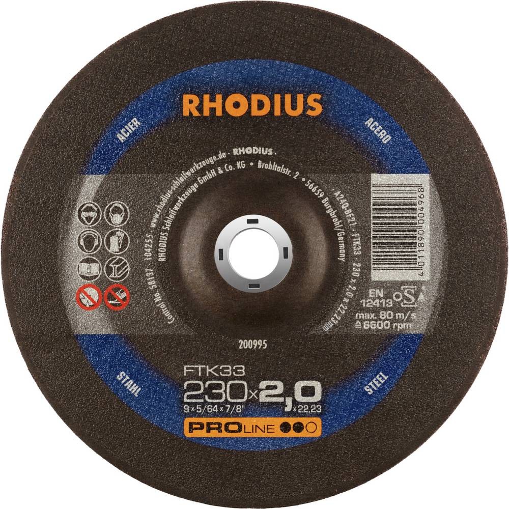 Disques à tronçonner l'acier Rhodius FTK33 de 115mm en lot de 25 pièces