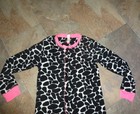 Kids One Piece Pajama Size M Cow Black/white print No Boundries fleece footed — photo 4