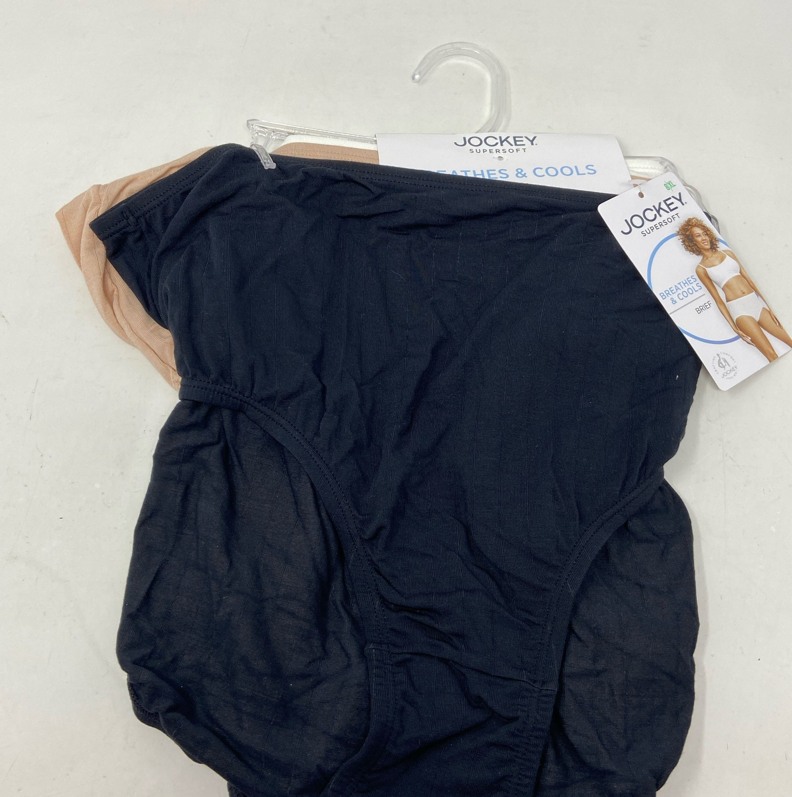 Jockey Women’s Supersoft Briefs 3-Pack - XL Size 8 Black/Tan/White