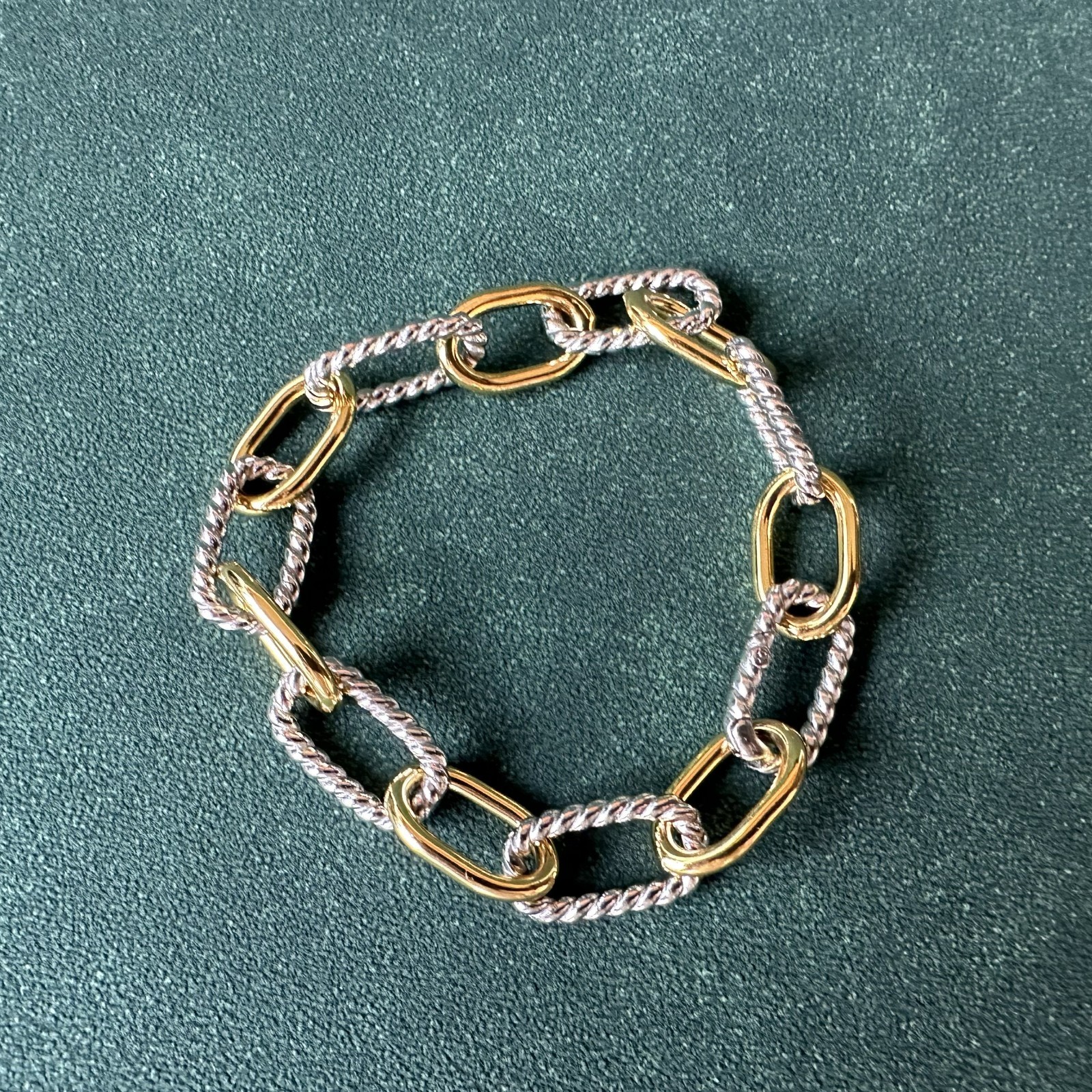 David Yurman Madison Chain Bracelet 925 Silver w/ 18K Gold 21cm