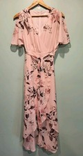 Pink Floral Feminine Flutter Sleeve Hi Low Flowy Dress Eliza J Sz 10 Fairy