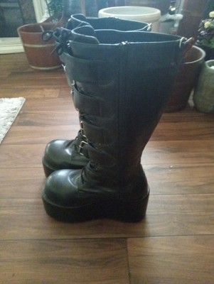 Demonia Riot Punk Rock Plat Form Boots Size 9 1/2