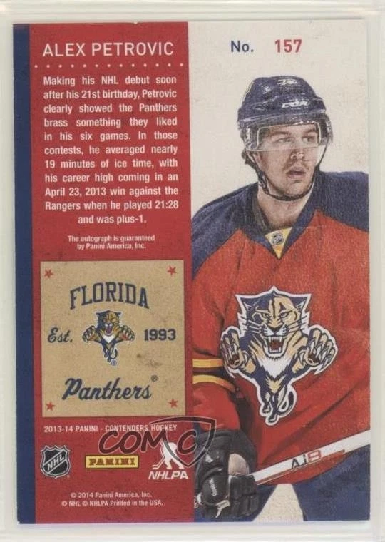 2013-14 Panini Playoff Contenders Ticket Alex Petrovic #157 Rookie Auto RC - Image 2 of 2