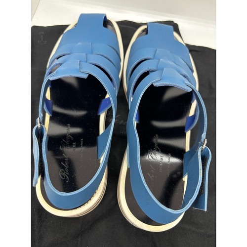 NWB FRANCE Robert Clergerie BRUCE Blue Nubuck Suede Summer Sandal US 11 EUR 44 - Picture 10 of 14
