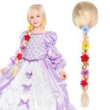 Foreverup Kinderperücke Blond, Prinzessin Perücke Zopf, Rapunzel Kostüm-Perücke