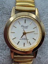 Ladies Acuet Gold Tone Quartz Watch New Battery