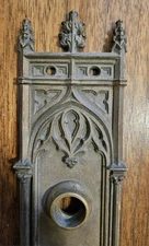Antique Door Knob Back Plate Russell Erwin Toulon Victorian Gothic Church Bronze