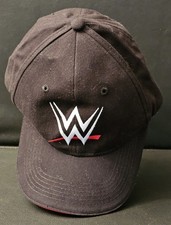 WWE Logo Baseball Cap – Adjustable Strapback Cap, BLACK WITH RED LINING
