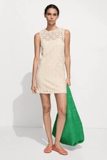 MANGO Women's Lace Embroidered Shift Mini Lining Dress Sleeveless Size 4 NWT