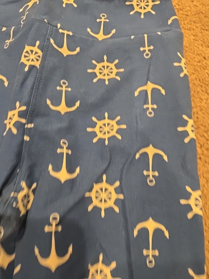 Kids Girls LuLaRoe Leggings Blue With Boat Sterring Wheel And Anchors Size Tween - Image 2 of 4