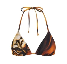 ROBERTO CAVALLI X SKIMS TRIANGLE BIKINI TOP | TIGER FACE Size Medium