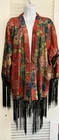 SZ M BLANKNYC Asian Duster Fringe Pockets Colorful Kimono Floral Bohemian EXC!