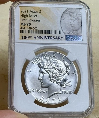 2021 Peace SILVER DOLLAR NGC MS70 HIGH RELIEF First Releases 100th Anniversary