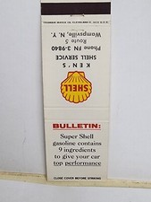Vintage Matchbook Cover KEN'S SHELL SERVICE STATION GASOLINE OIL GAS New York