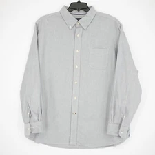 Cremieux Men's Long-Sleeve Shirt L Blue Solid 100% Cotton Oxford NEW $79.50