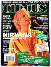 1993 CIRCUS MAGAZINE~COVER ONLY~NIRVANA KURT COBAIN LIVE~POSTER PINUP WALL ART