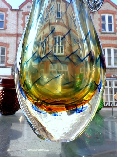 Murano Somerso Beak Glass Vase Pitcher Tutquoise Amber Clear Superb Rare Vintage - Picture 15 of 15