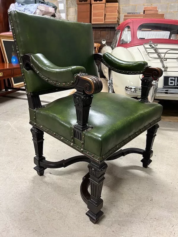 Vintage green leather chair sale