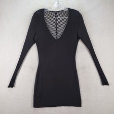 Riller Womens Dress Size 3 Black Stretch V Neck Long Sleeve Mesh Clubwear Mini