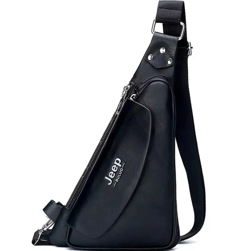 Bolsos de Hombro para Hombre Bandolera Pequeños Cuero Dividido Moda Pecho Bolso Informal Foto 2 de 4