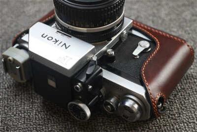 Nikon F Camera Half Case Genuine Leather Cover Dark Coffee New