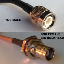 RG400 TNC MALE to BNC Female Big Bulkhead Coaxial RF Pigtail Cable USA
