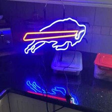 Buffalo Bills Man Cave 14"x10" Neon Sign Light Lamp Real Glass Bar Club Display