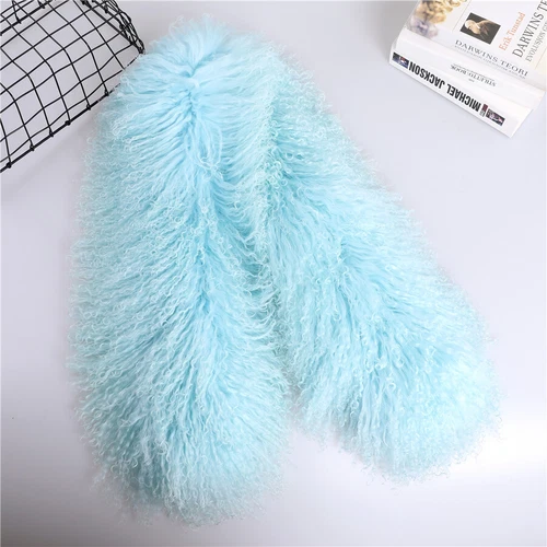 Women Real Mongolian Lamb Fur Scarf Shawl Double Side Lamb Neckerchief Wraps - Picture 16 of 28