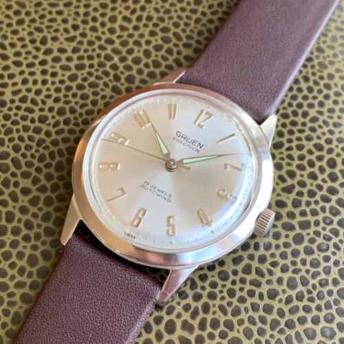 Vintage Gruen Cal. 730SS 17 Jewels Art Deco Numerals Stainless Steel Wristwatch - Picture 5 of 8