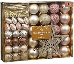 Christbaumschmuck Set mit wunderschönen Kugeln und Perlen blau silber - 50 Teile