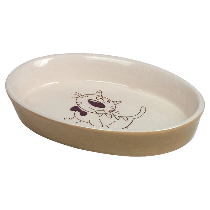 Nobby Katzen Keramik Schale oval 17x11x2,5 cm hellbraun/beige Schnurrhaare - Bild 1 von 1