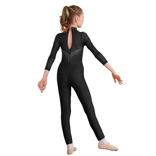 Girls Long Sleeve Full Body Unitard Gymnastics Jumpsuit One Piece Dance Catsuit - Picture 31 of 58